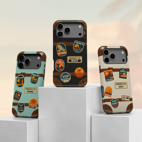 Personalized Vintage Suitcase Sticker iPhone Case